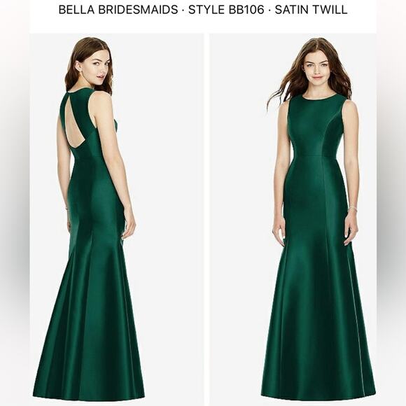 NWT Bella bridal sateen twill Hunter green gown size 6R - Picture 1 of 6